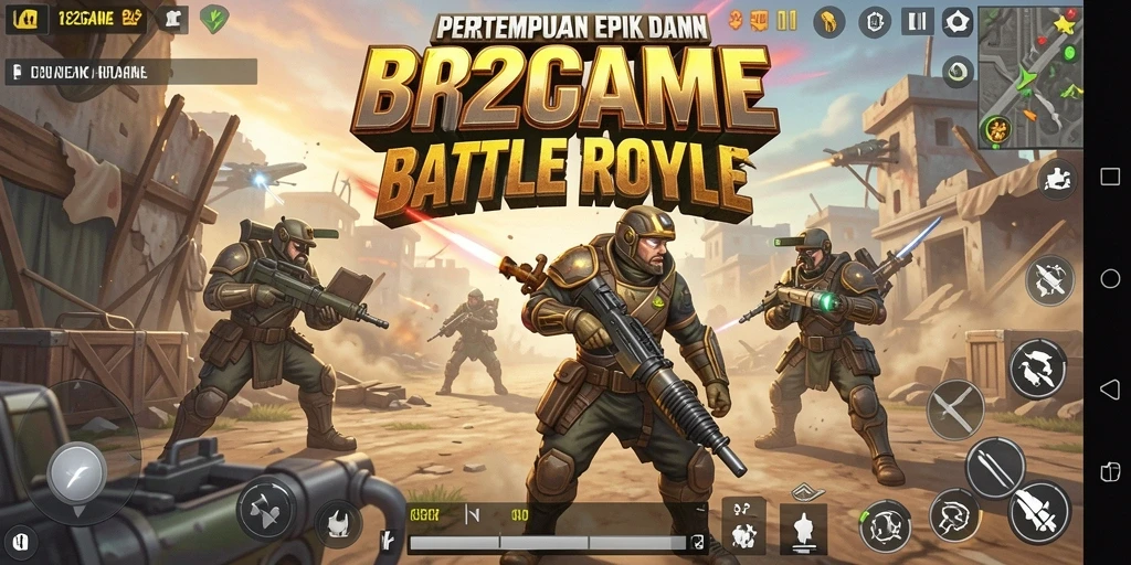 Screenshot utama 182GAME menampilkan aksi seru dalam pertempuran Battle Royale.