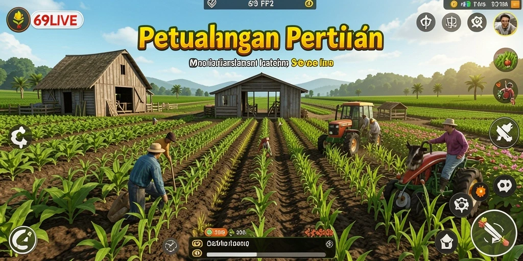 Tampilan gameplay 69LIVE yang menarik dalam dunia pertanian.