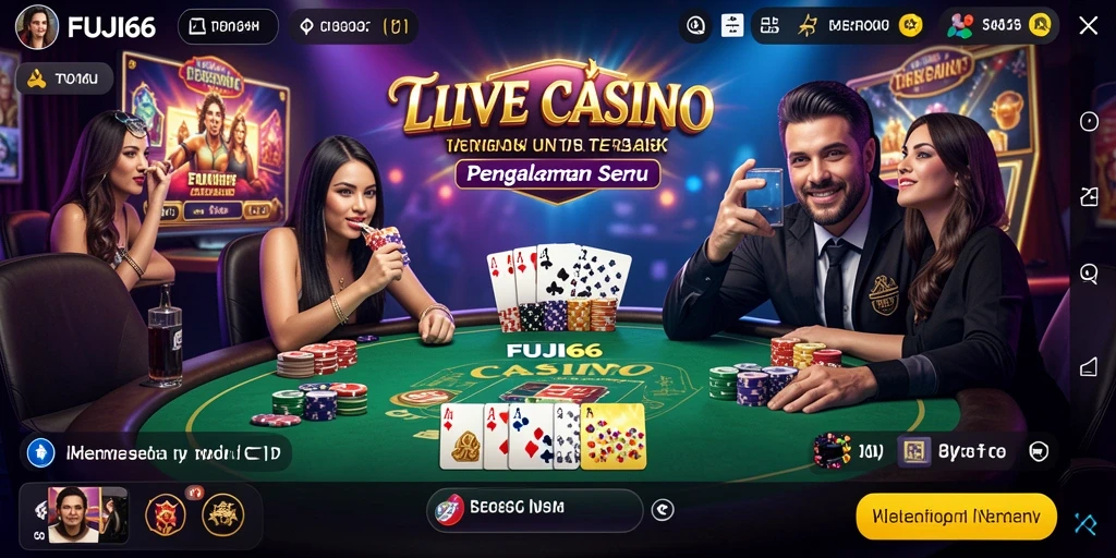 Tampilan menarik dari gameplay Live Casino FUJI66 dengan dealer nyata.