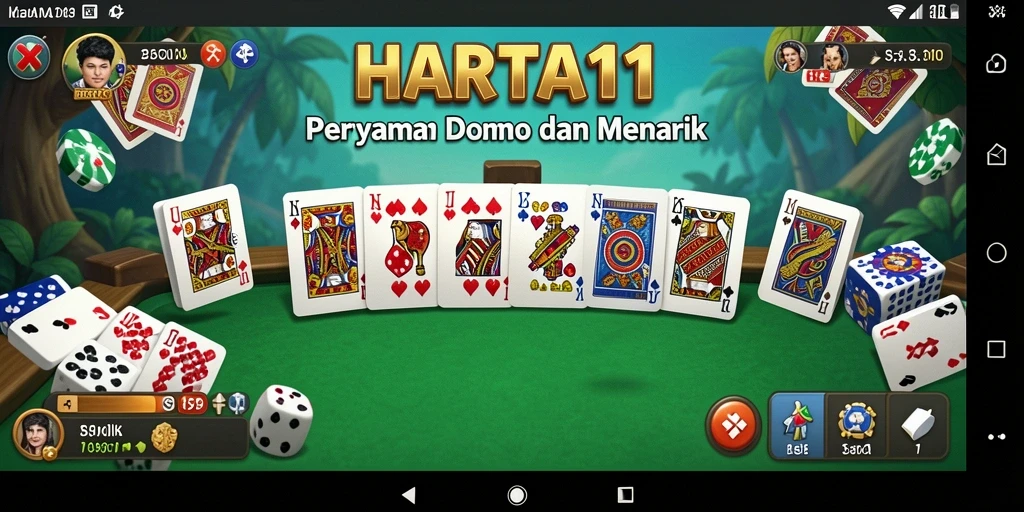 Screenshot gameplay HARTA11 menampilkan suasana seru permainan Domino.