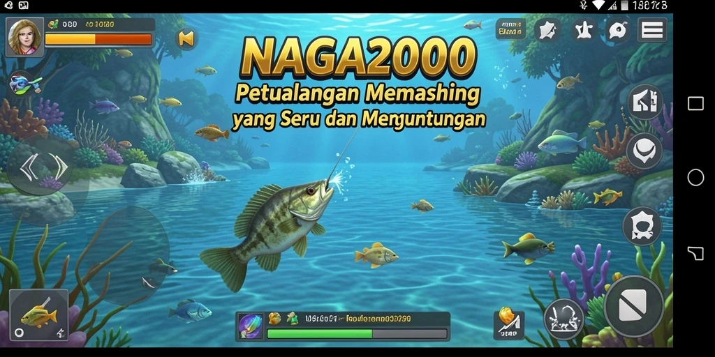 Tampilan gameplay memancing yang mendebarkan di NAGA2000.