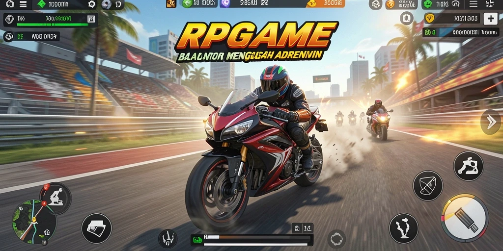 Gameplay seru RPGAME dengan motor balap yang menantang.