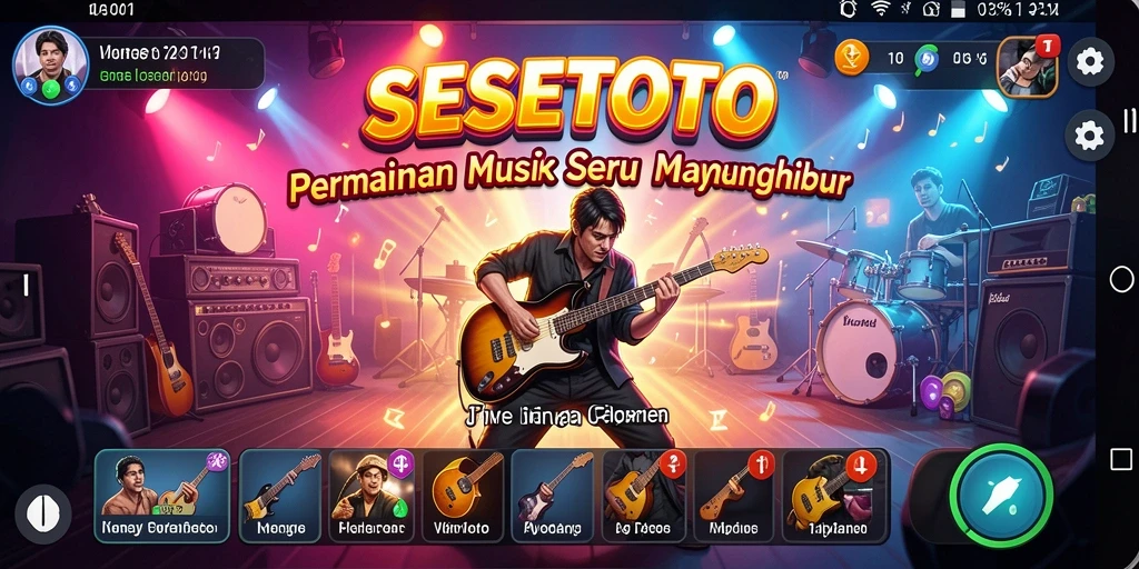 Tampilan menarik SESETOTO dengan gameplay musik yang seru.