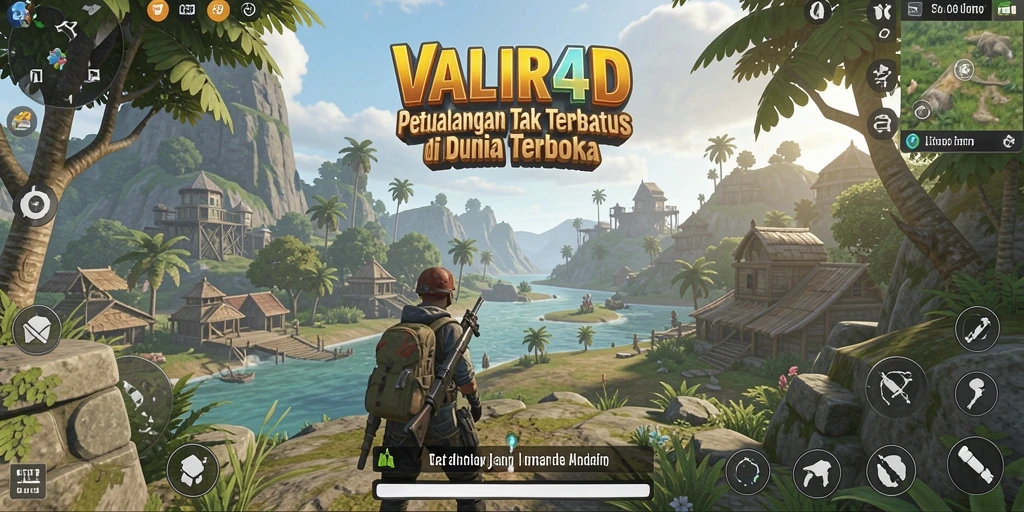 Screenshot utama VALIR4D menampilkan aksi seru dalam eksplorasi dunia terbuka.